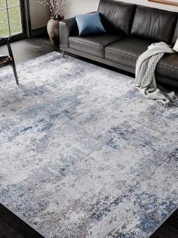 6x9 Washable Rugs Grey Blue Hallway Large Area Rug Indoor Accent Rug Abstract Non Slip Low Pile Carpet Distressed Throw Rug for Bedroom Living Room Office Dining Room Kitchen Laundry Room