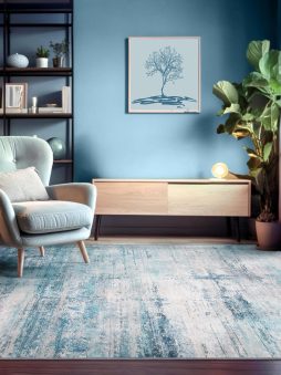 Abstract 5x7 Area Rug, Modern Throw Rugs for Living Room, Washable Soft Large Non-Slip Accent Carpet Floor Mat for Dining Room Office Bedroom - Abstract Teal/Grey