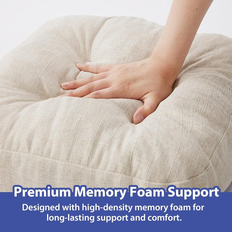 Chair Cushions, Memory Foam Dining Chair Cushions, Tufted Indoor Chair Pads, Set of 4, 16.5' x 16.5' x 3.5', Beige - Image 5