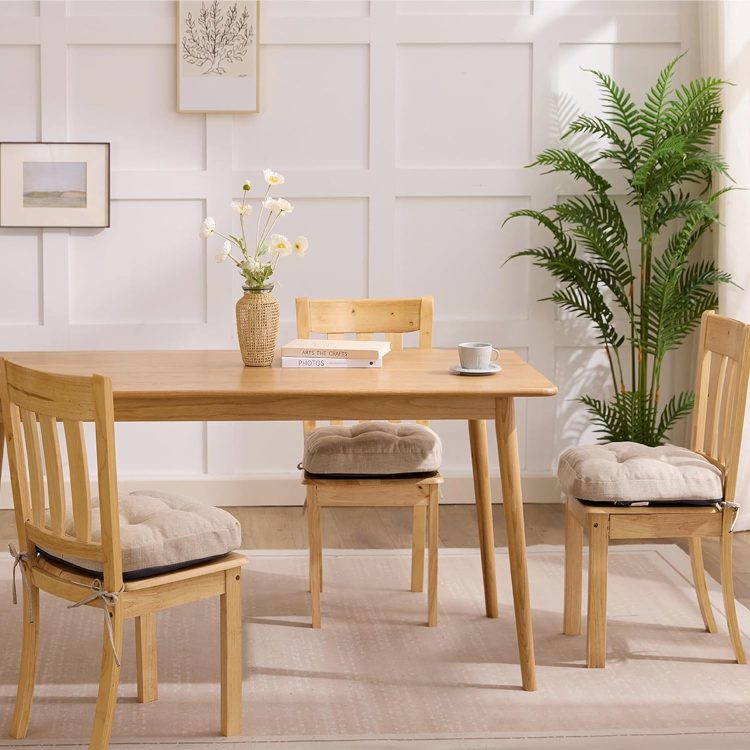 Chair Cushions, Memory Foam Dining Chair Cushions, Tufted Indoor Chair Pads, Set of 4, 16.5' x 16.5' x 3.5', Beige - Image 7