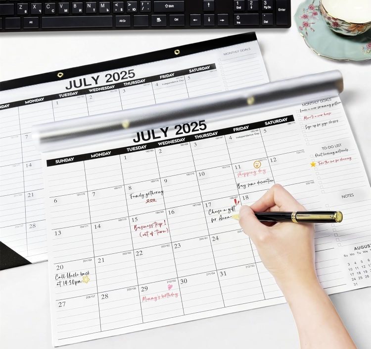 Desk Calendar 2025-2026 - 18-Month Large Desk/Wall Calendar, Jul 2025 - Dec 2026, 17" x 12", Thick Paper, Large Ruled Blocks, Clear Plastic Cover – Perfect for Home School & Office Organization - Image 2