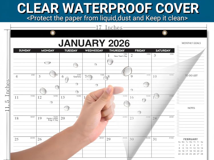 Desk Calendar 2025-2026 - 18-Month Large Desk/Wall Calendar, Jul 2025 - Dec 2026, 17" x 12", Thick Paper, Large Ruled Blocks, Clear Plastic Cover – Perfect for Home School & Office Organization - Image 4