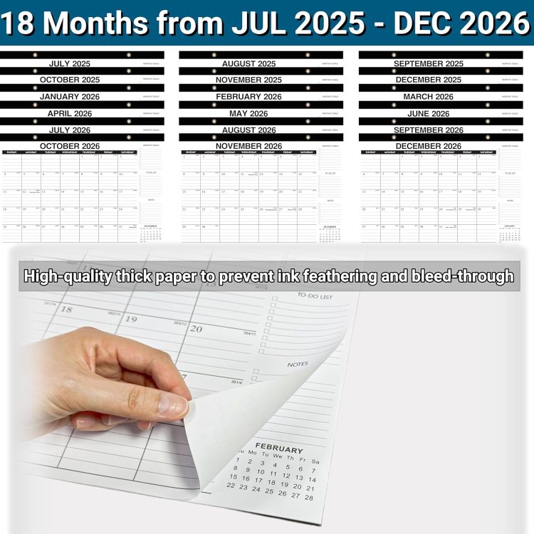 Desk Calendar 2025-2026 - 18-Month Large Desk/Wall Calendar, Jul 2025 - Dec 2026, 17" x 12", Thick Paper, Large Ruled Blocks, Clear Plastic Cover – Perfect for Home School & Office Organization - Image 6