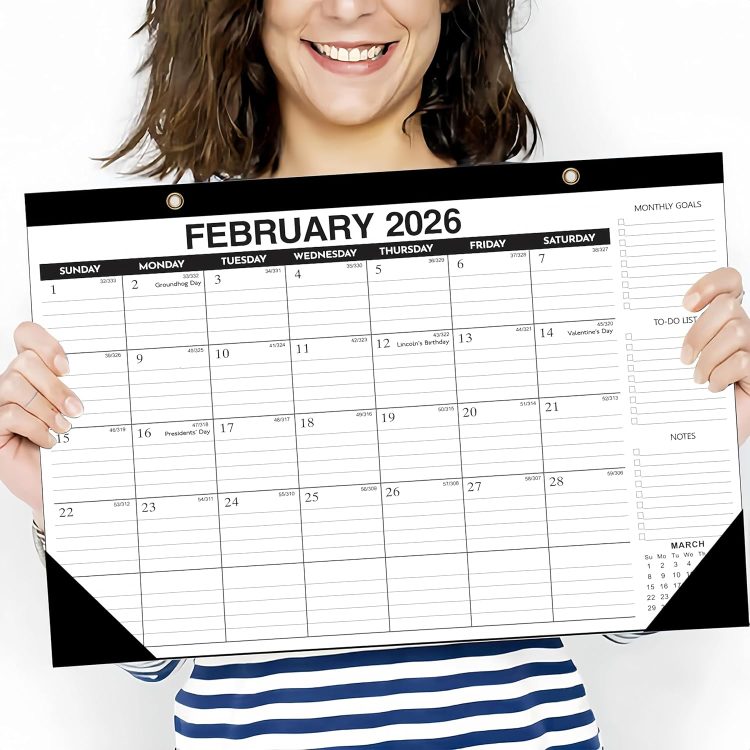 Desk Calendar 2025-2026 - 18-Month Large Desk/Wall Calendar, Jul 2025 - Dec 2026, 17" x 12", Thick Paper, Large Ruled Blocks, Clear Plastic Cover – Perfect for Home School & Office Organization - Image 7
