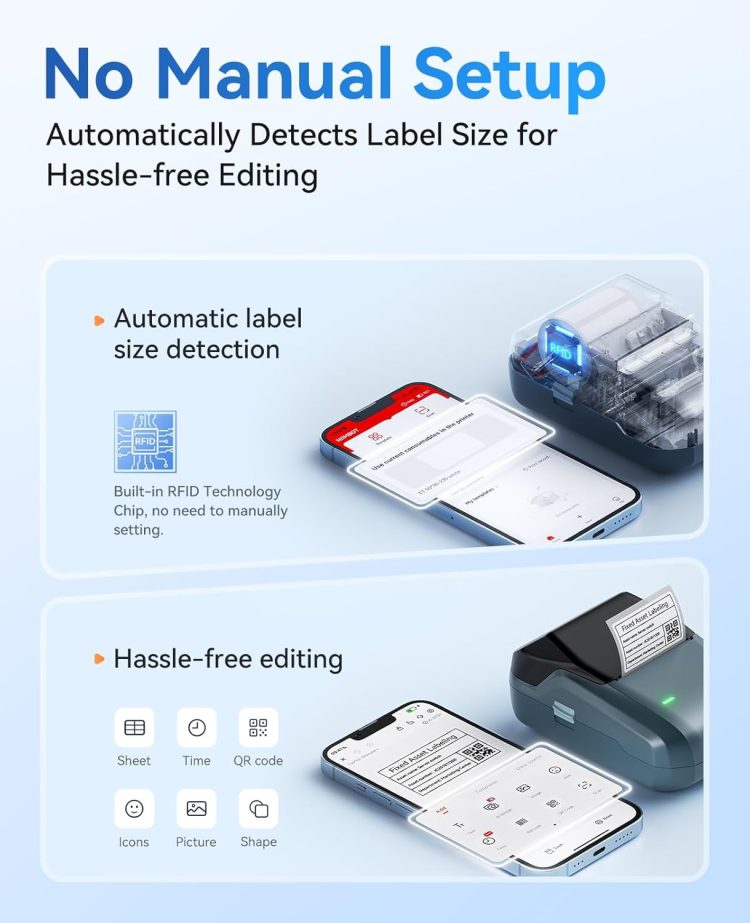NIIMBOT B1 Label Maker Machine with Tape, Thermal Label Printer Easy to Use for Office, Home, Business, 2 Inch Label Maker with 2'' x1.18'' Labels-230pcs/Roll - Image 8